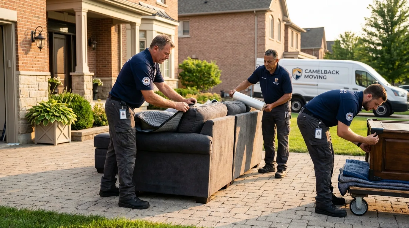 Large estate moving crew wrapping furniture in Palacios, TX